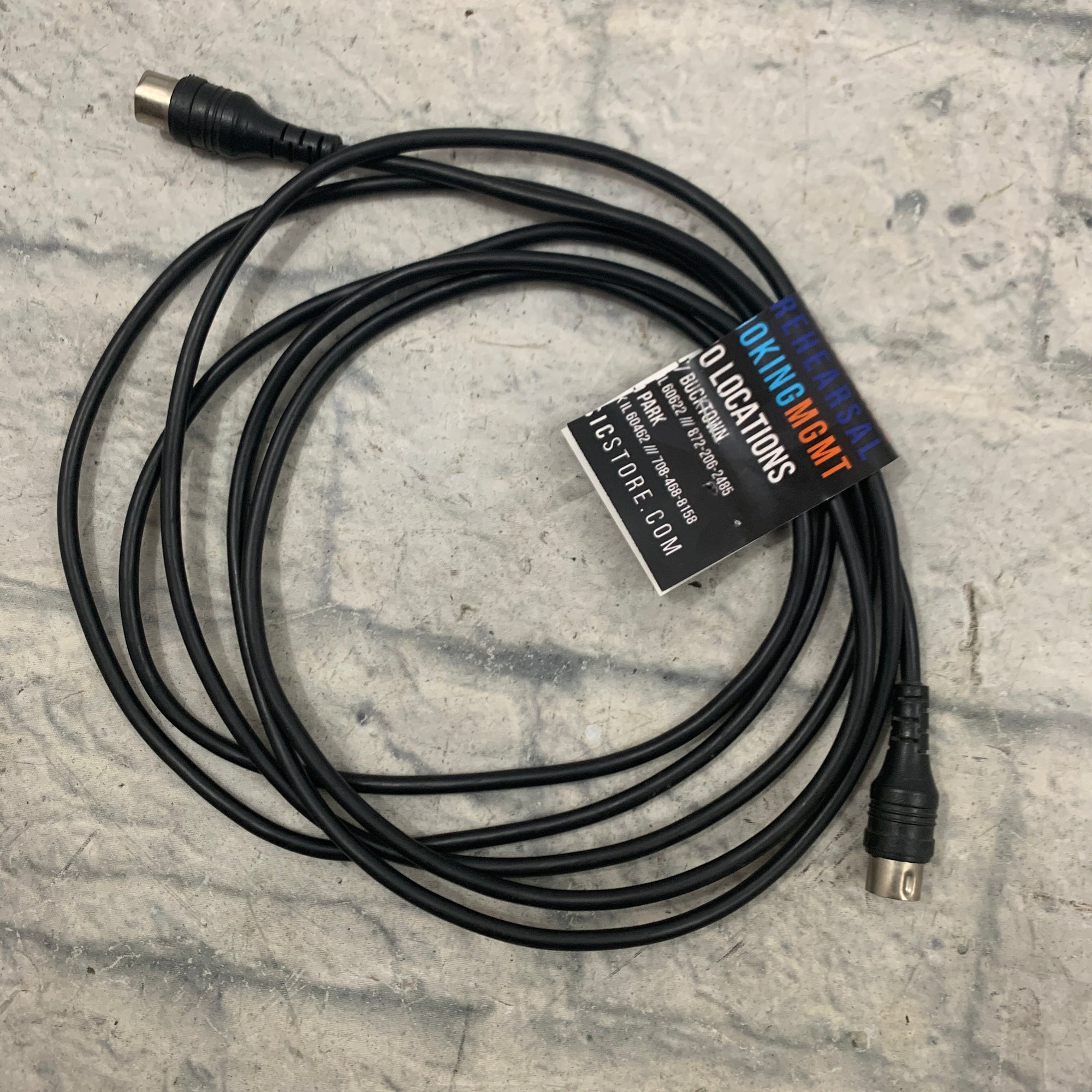 Black 9ft 5-Pin MIDI Cable