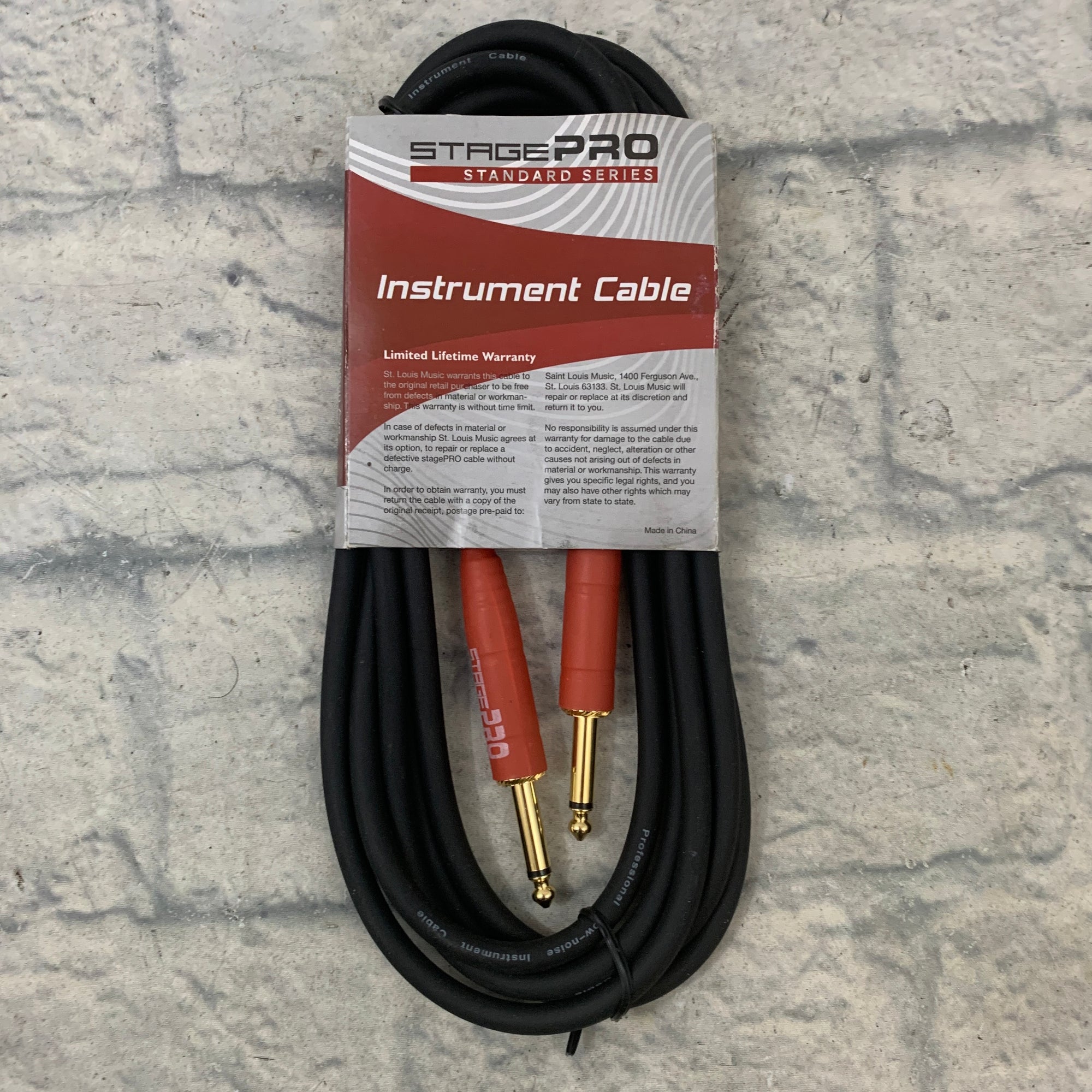 Stage Pro SPGP10G 10' 1/4" Instrument Cable (Red Ends)