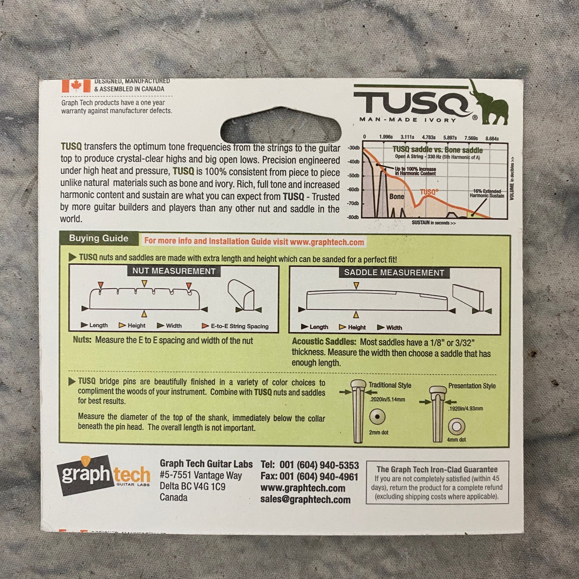 Tusq Epiphone 1/4" Acoustic Guitar Nut