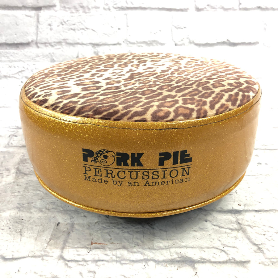 Pork Pie Leopard and Gold Sparkle Drum Throne Seat