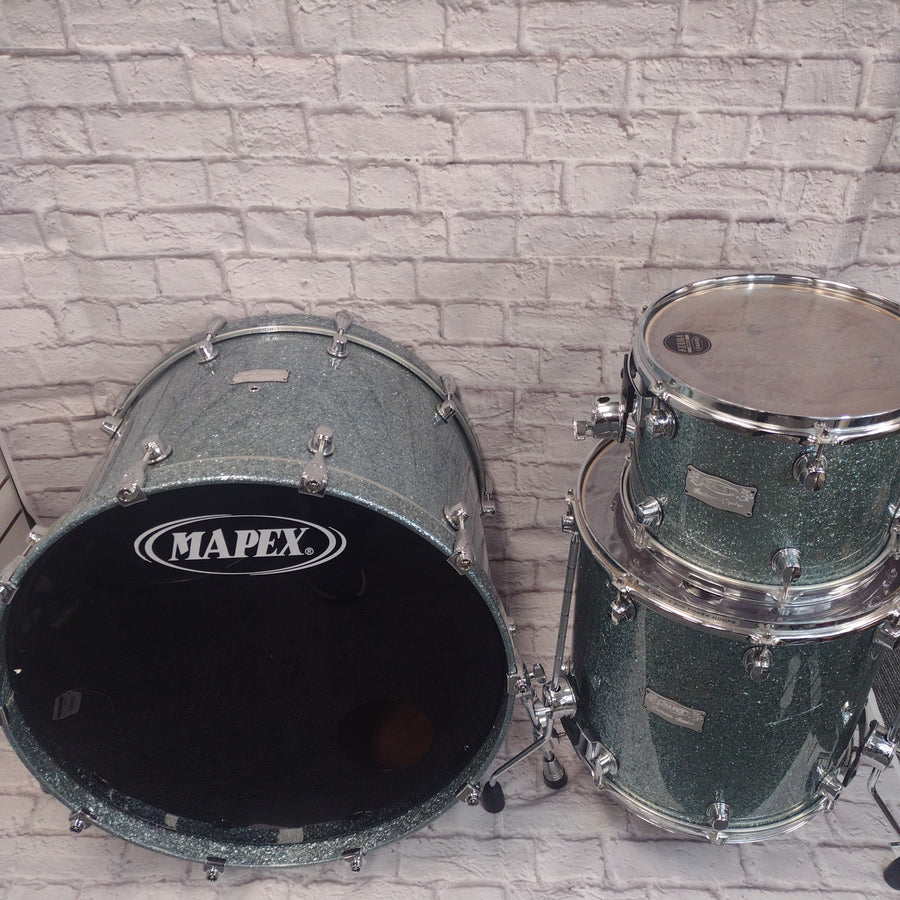 Mapex 3pc Saturn Blue Ocean Sparkle Drum Kit