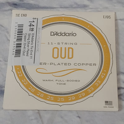 D'Addario Tie End 11 String Silver Plated Copper 22-41 Oud Strings