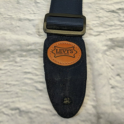 Levy's MSS8 Navy Blue 2" Wide Soft-hand Polypropylene Guitar Strap with Leather Ends
