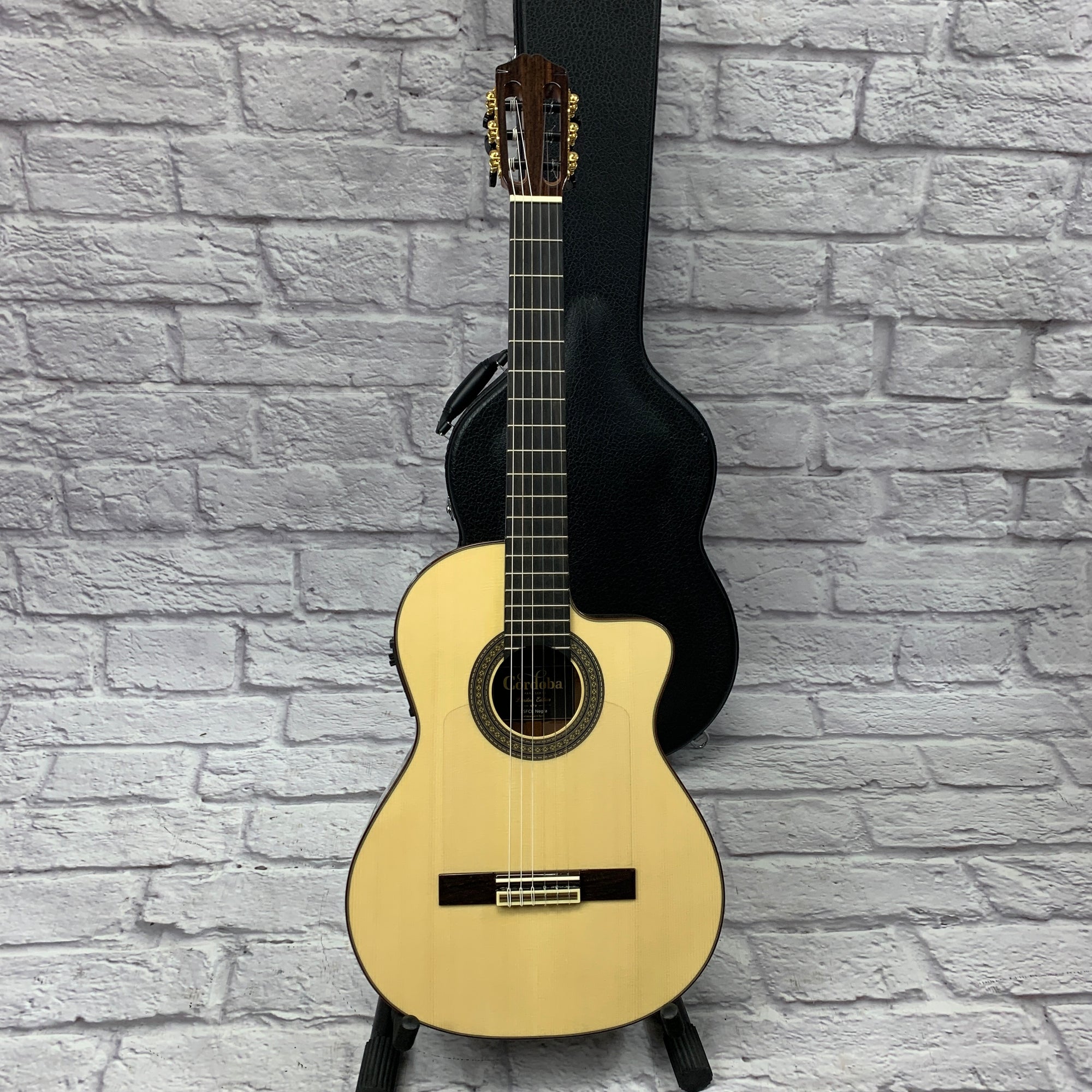 Cordoba 55FCE Negra Classical Acoustic Guitar w/ Case