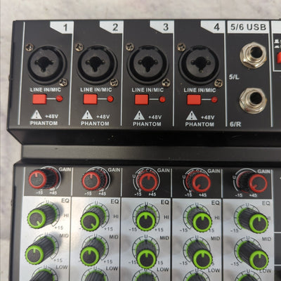 XTUGA EV6 Professional 6 Channel Audio Mixer w/ 16 DSP Effects,7-band EQ,Independent 48V Phantom Power Bluetooth Function USB Interface