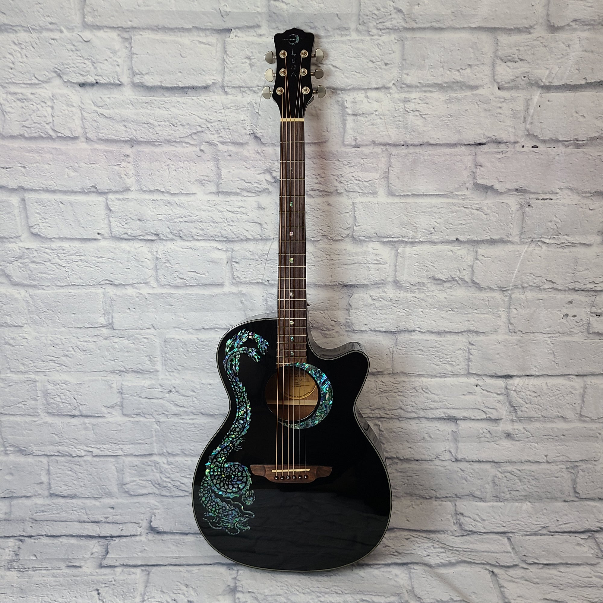 Luna FAU-DRA-BLK Fauna Dragon Black Acoustic/Electric Guitar