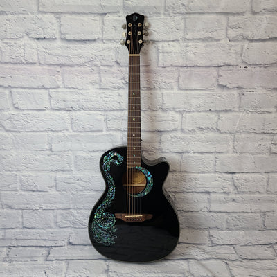 Luna FAU-DRA-BLK Fauna Dragon Black Acoustic/Electric Guitar