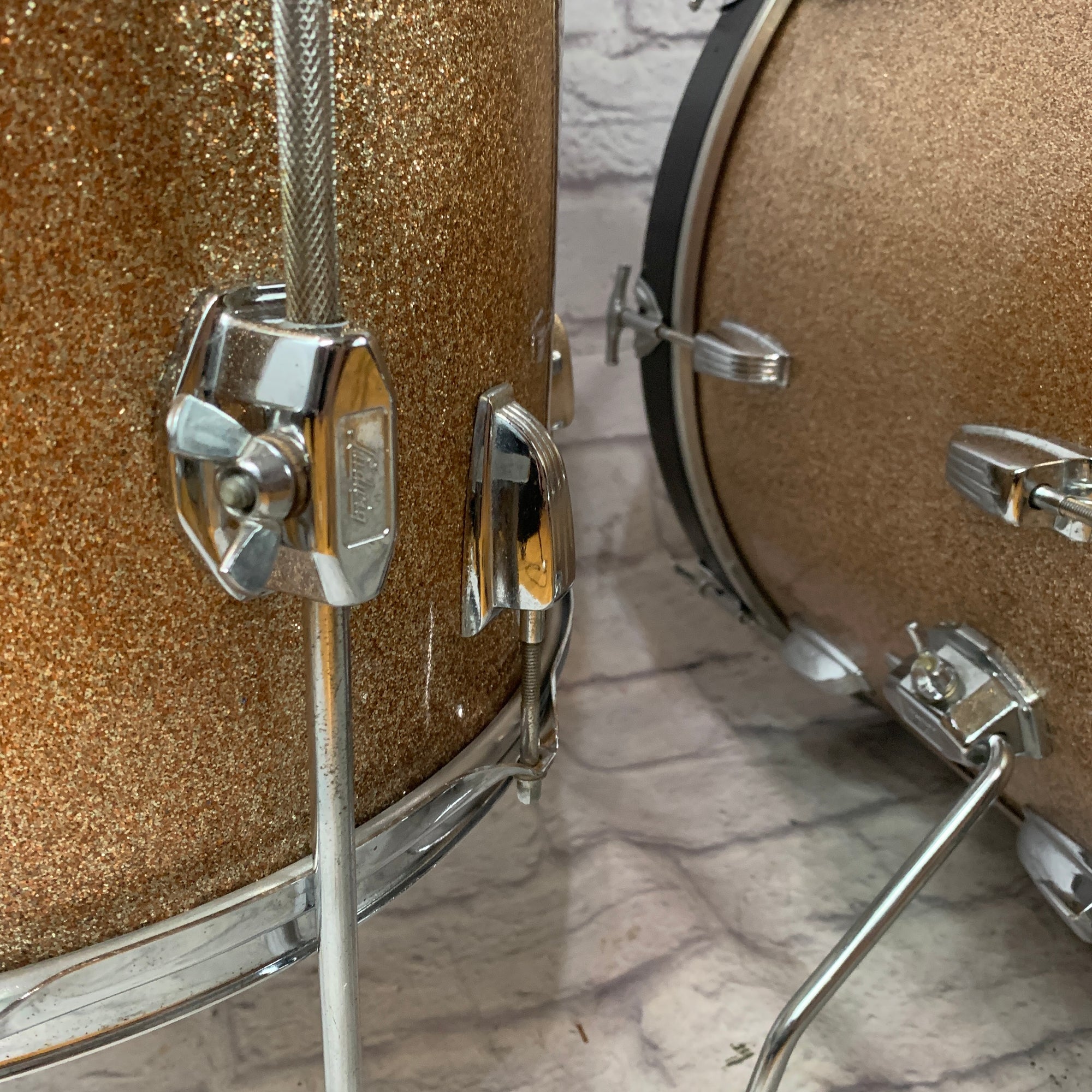 Vintage 1966 Ludwig Champagne Sparkle 3 Piece Drum Kit