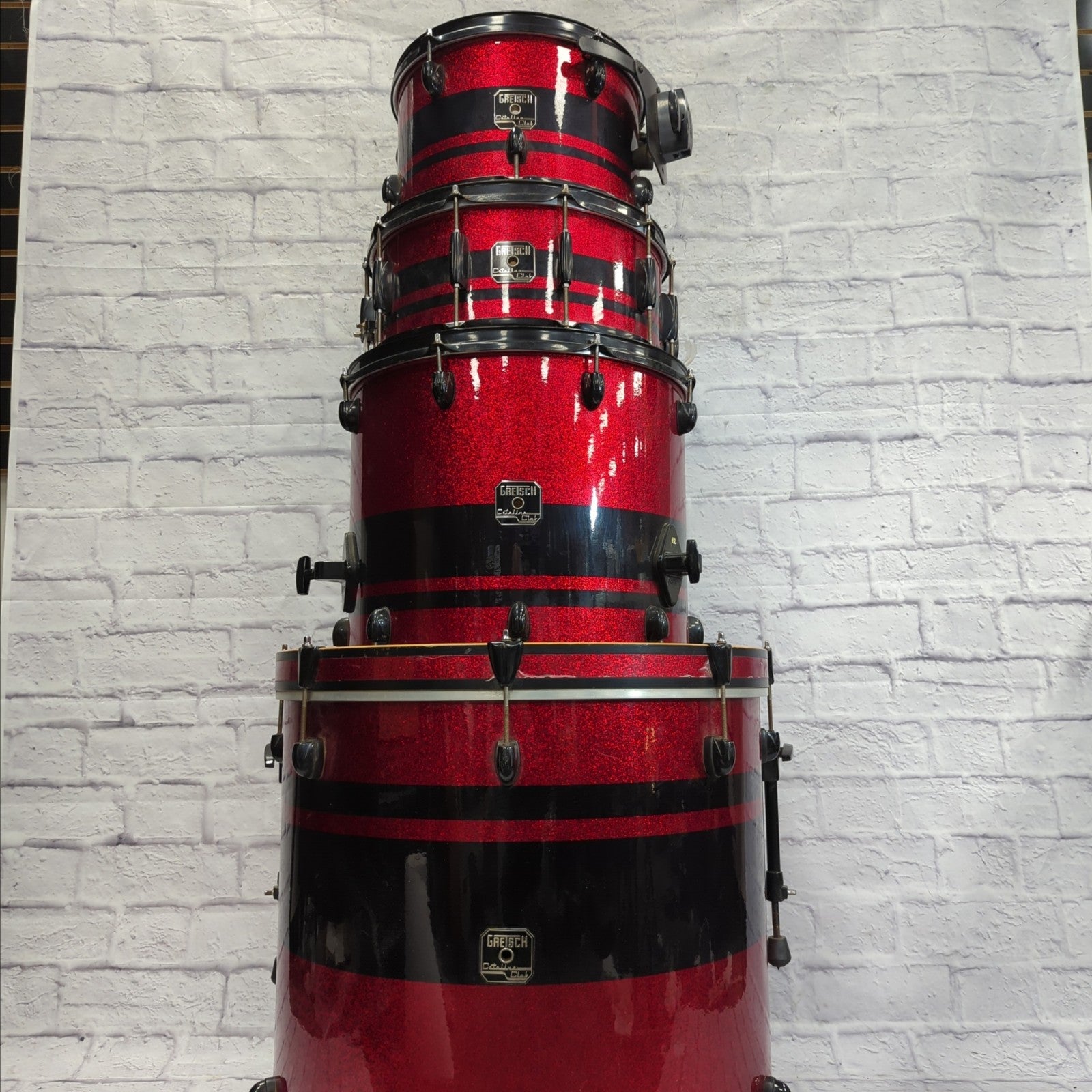 Gretsch Catalina Club Mod Drum Kit Red Sparkle Black Stripe