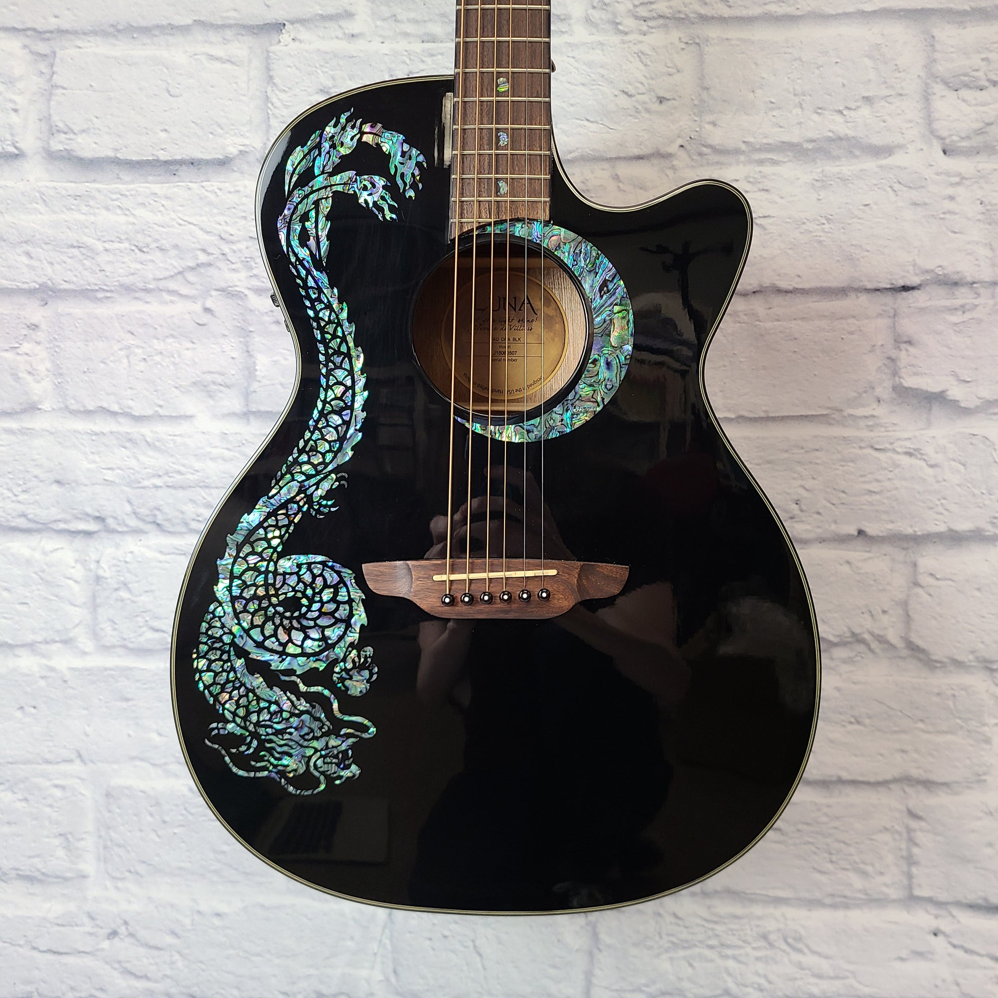 Luna FAU-DRA-BLK Fauna Dragon Black Acoustic/Electric Guitar