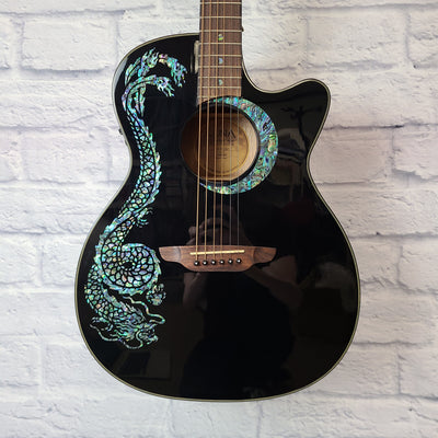 Luna FAU-DRA-BLK Fauna Dragon Black Acoustic/Electric Guitar