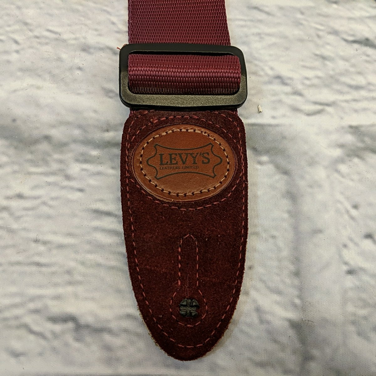 Levy's MSS8 Maroon 2" Wide Soft-hand Polypropylene Guitar Strap with Leather Ends