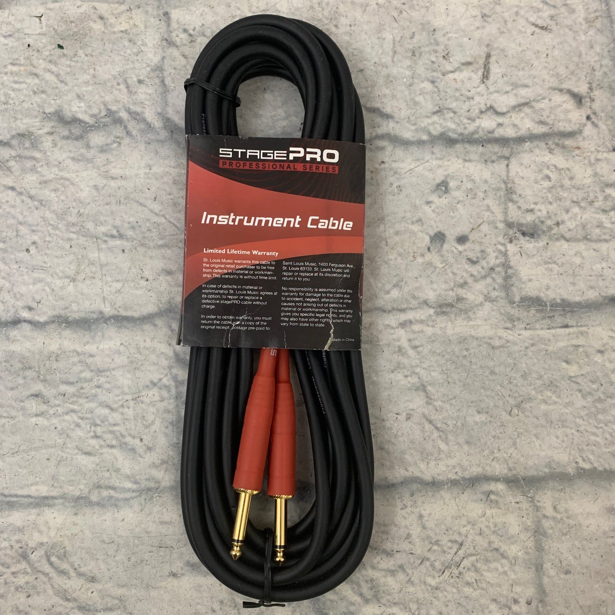Stage Pro SPGP20G 20' 1/4" Instrument Cable (Red Ends)