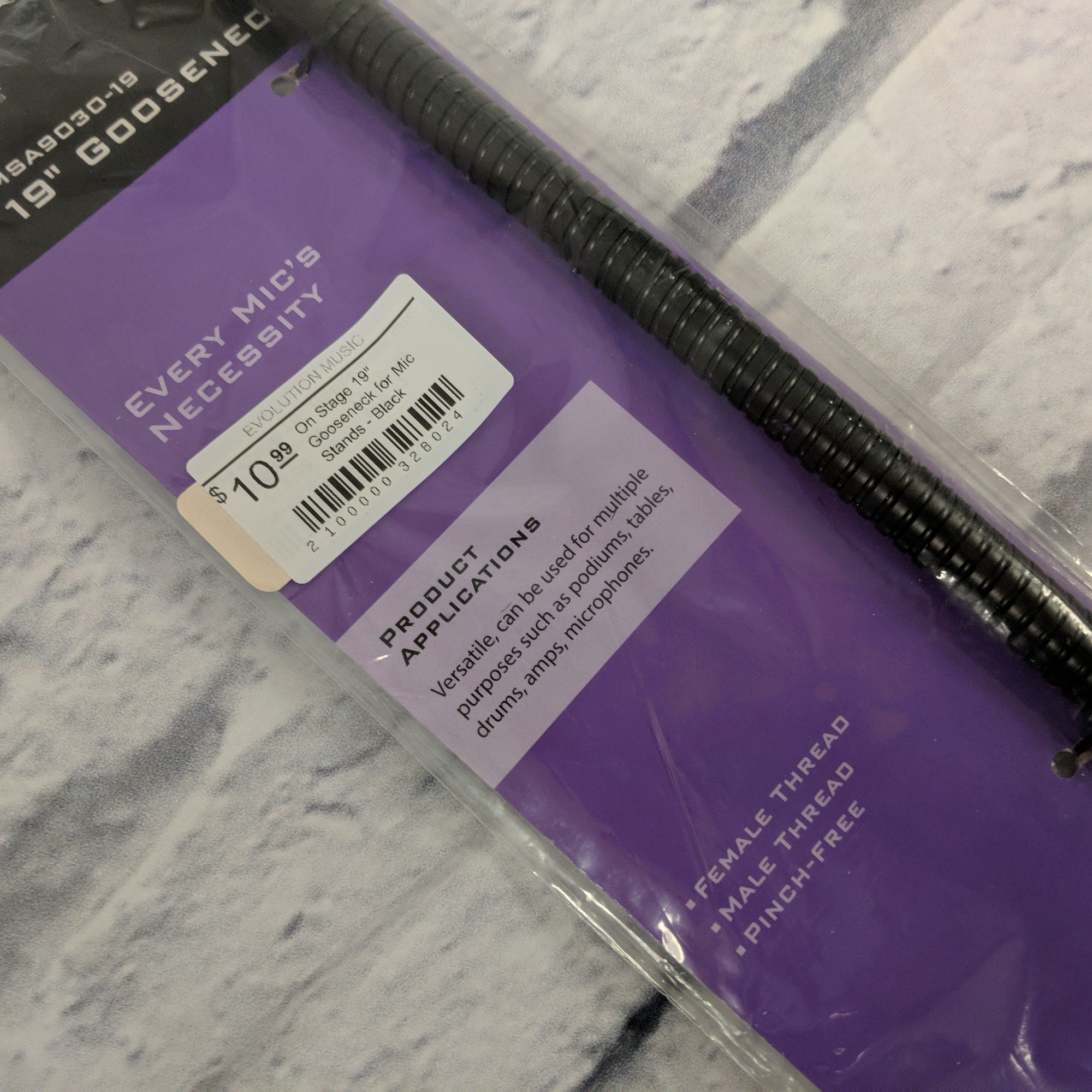 On Stage 19" Gooseneck for Mic Stands - Black