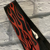 Levy's MG26EP001 Leather Guitar Strap 2.5" w/ Embroidered Red Flame