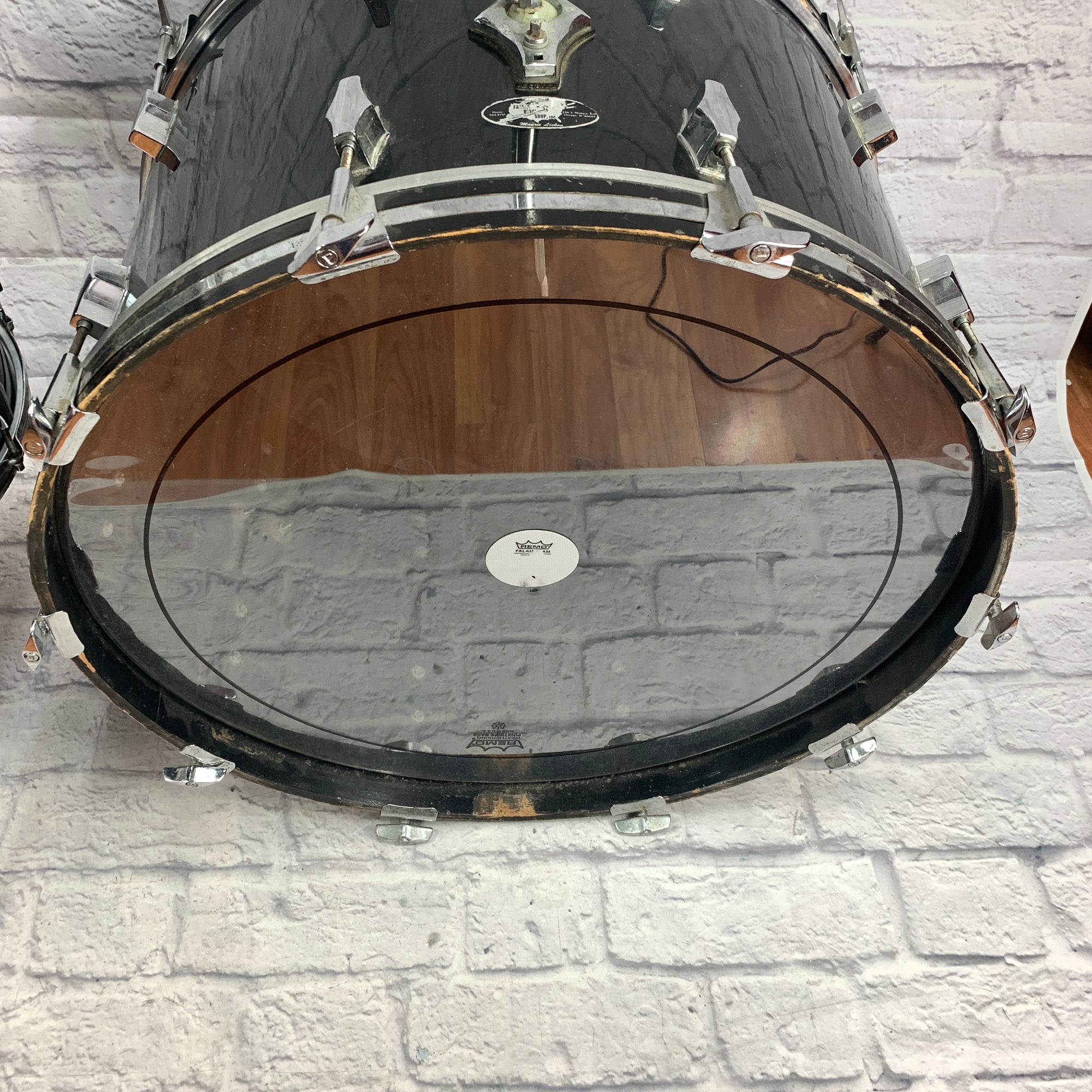 Vintage 1970s Fibes Crystalite Acrylic 4pc Drum Set Black