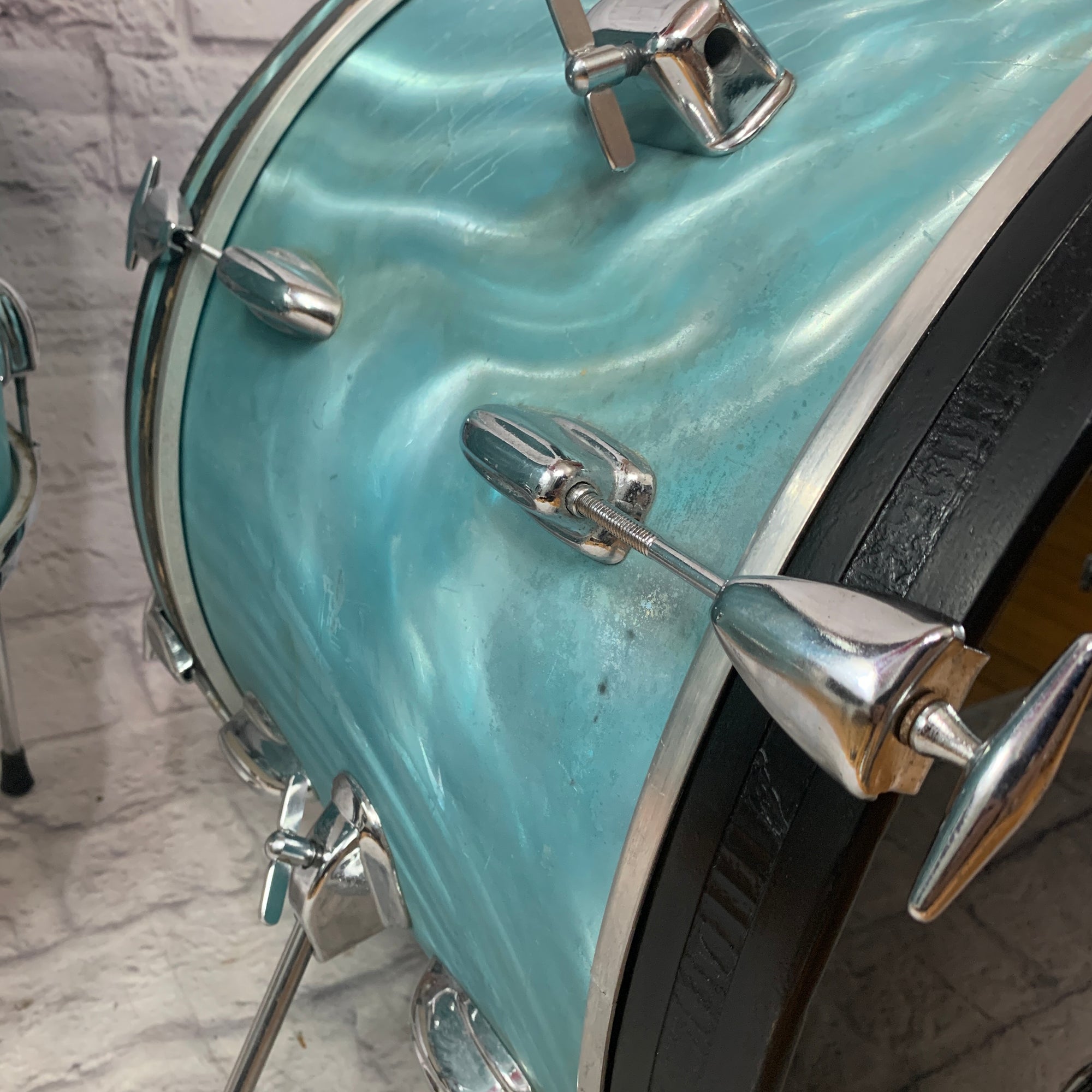 Vintage 1960s Slingerland Aqua Satin Modern Solo 4 Piece Drum Kit