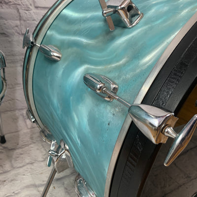 Vintage 1960s Slingerland Aqua Satin Modern Solo 4 Piece Drum Kit