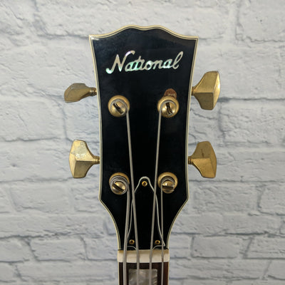 Vintage National 4 String Bass Single Cutaway (LP 477-2B) 70's Black with Binding