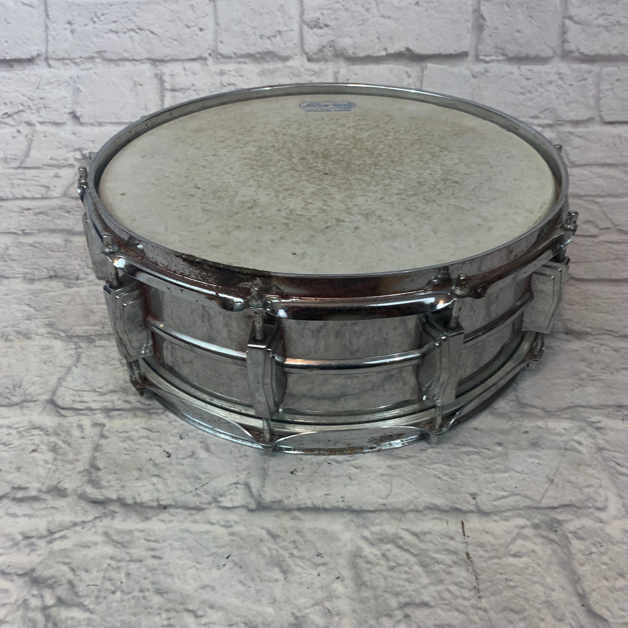 1970's LUDWIG SNARE DRUM BLUE & OLIVE BADGE 6.5"X14" AS IS