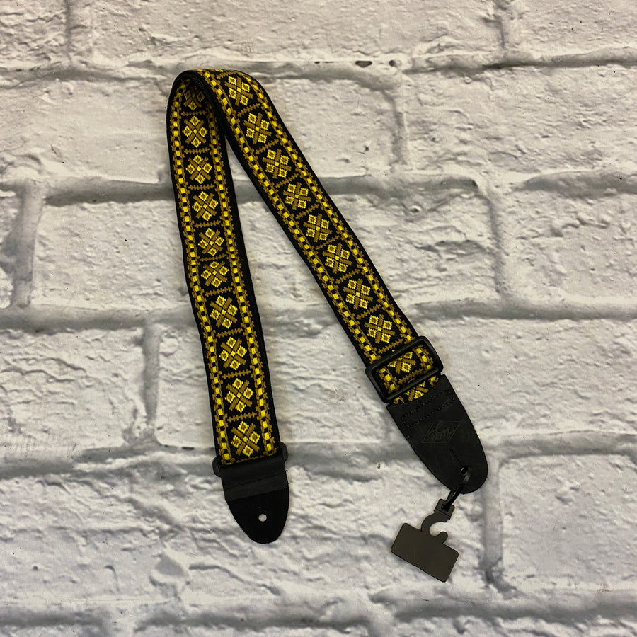 LM Products Retro Black and Gold Guitar Strap