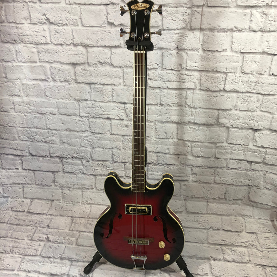 Aria Diamond 4 String Semi Hollow Electric Bass Red Burst