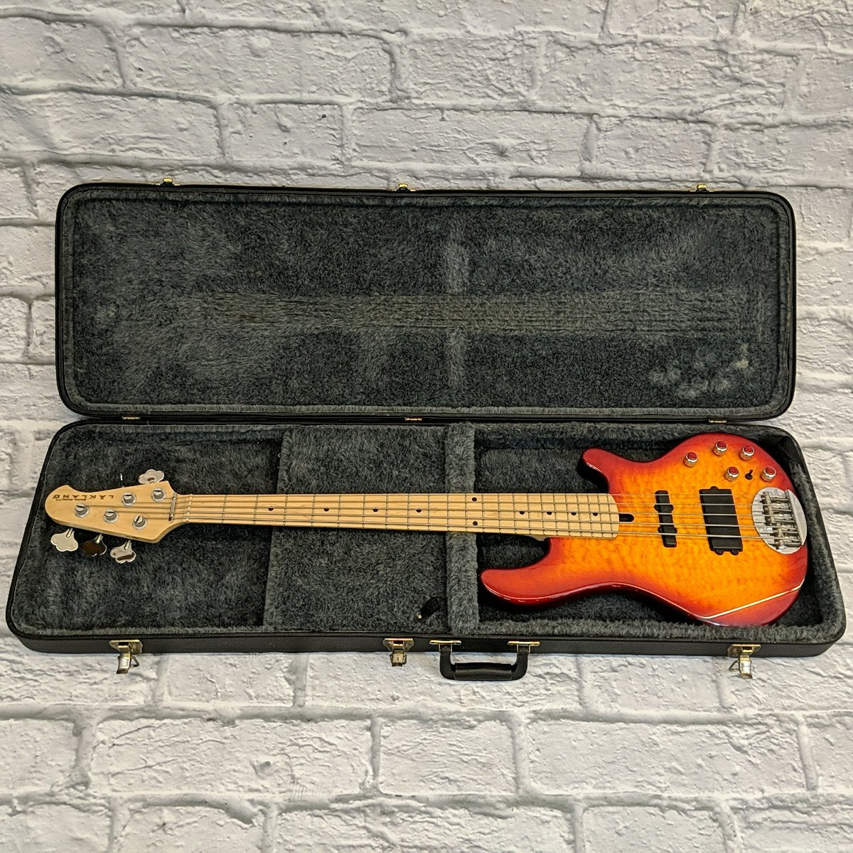 2015 Lakland 55-02 Deluxe Cherry Sunburst Finish 5 String Electric Bass Guitar w/ case