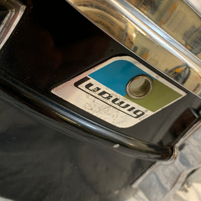 Ludwig No. 404 Acrolite 5x14" Aluminum Snare with Pointed Blue/Olive Badge 1970s