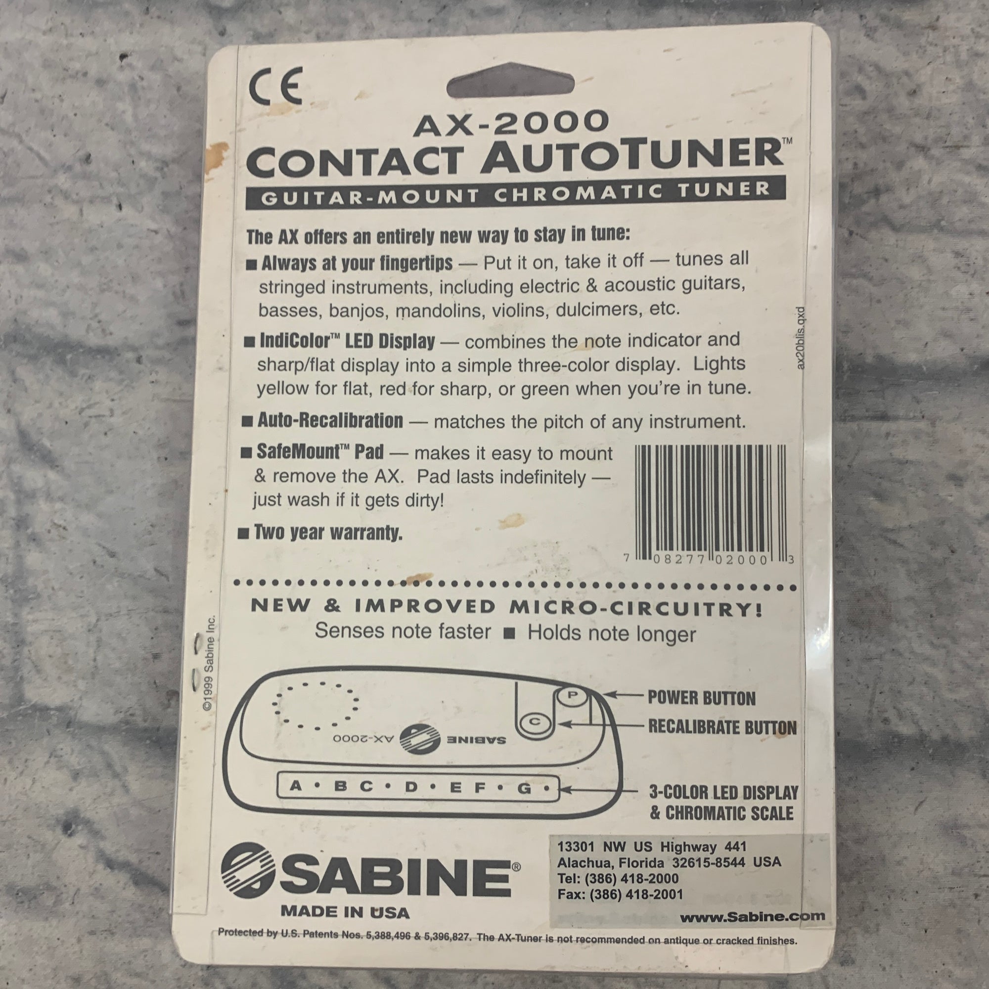 Sabine AX-2000 Contact AutoTuner Guitar-Mount Chromatic Tuner
