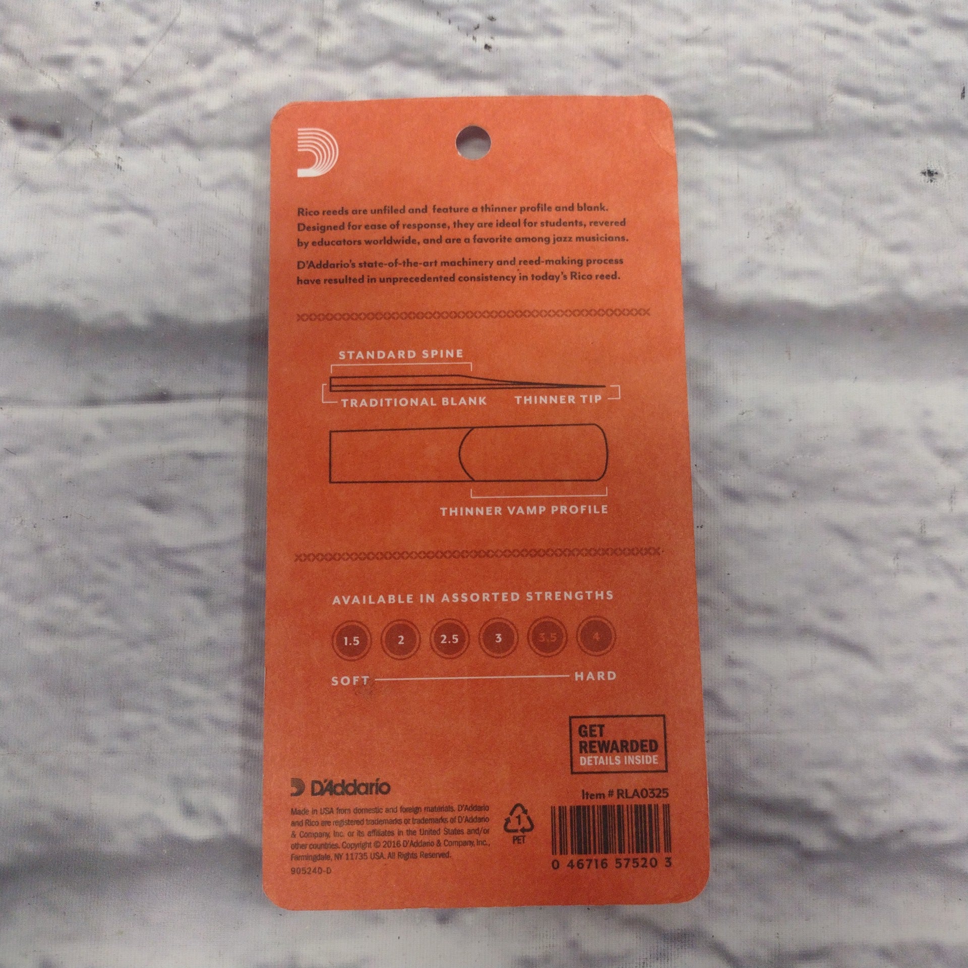 Rico Baritone Saxophone 2.5 Strength 3 Unfilled Reeds