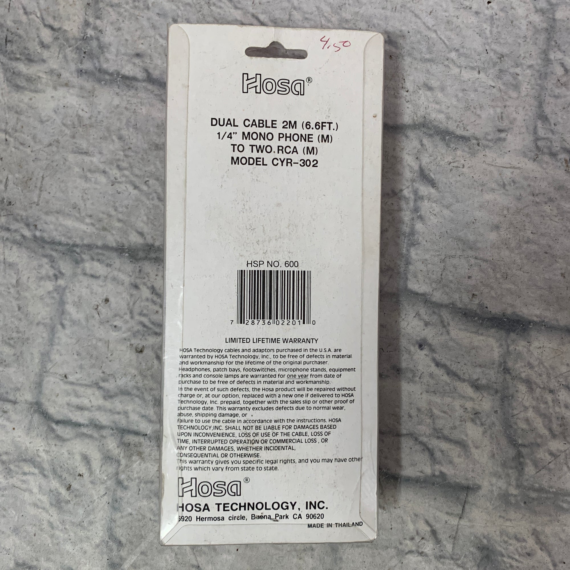 Hosa CYR-302 RCA to 1/4" TS Y Cable 6.6ft