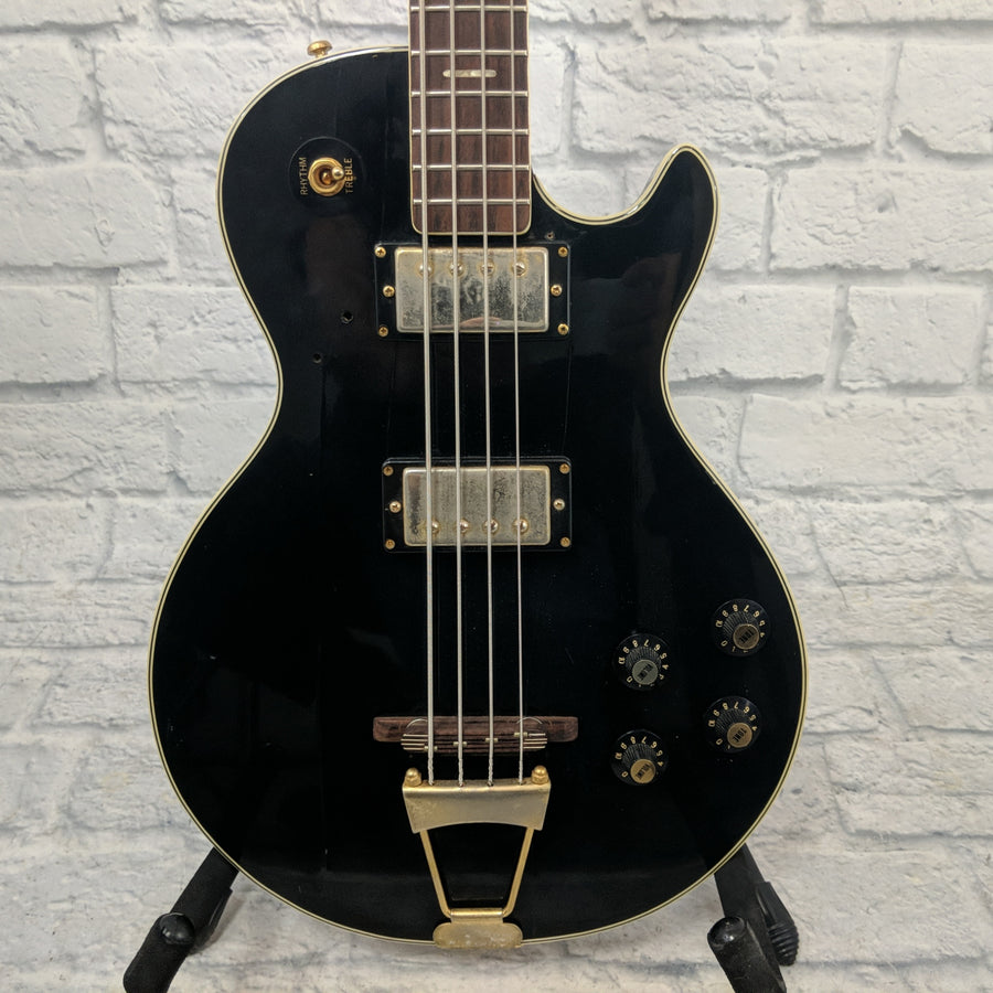 Vintage National 4 String Bass Single Cutaway (LP 477-2B) 70's Black with Binding