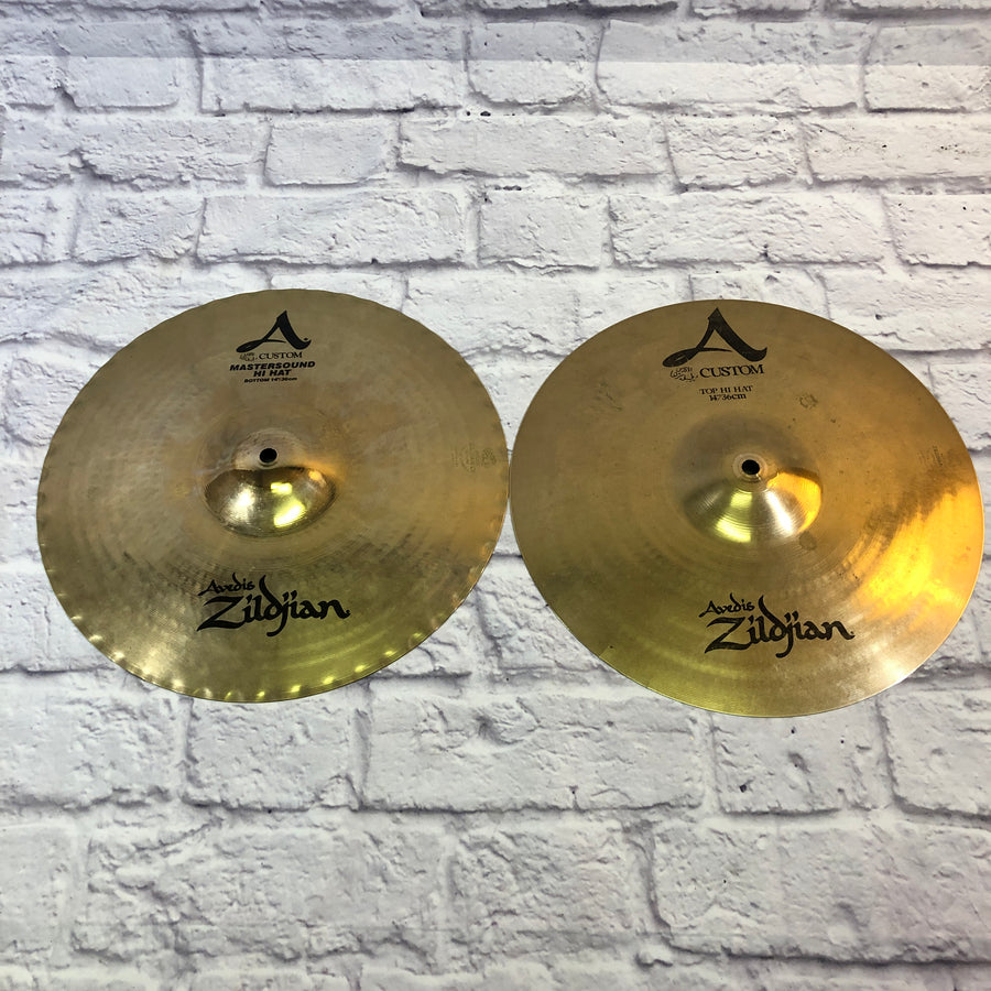 Zildjian 14in A Custom Mastersound Hi Hat Cymbal Pair - Cracked Top