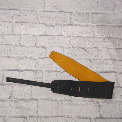 Italia Leather 4in Black Leather Bass Guitar Strap