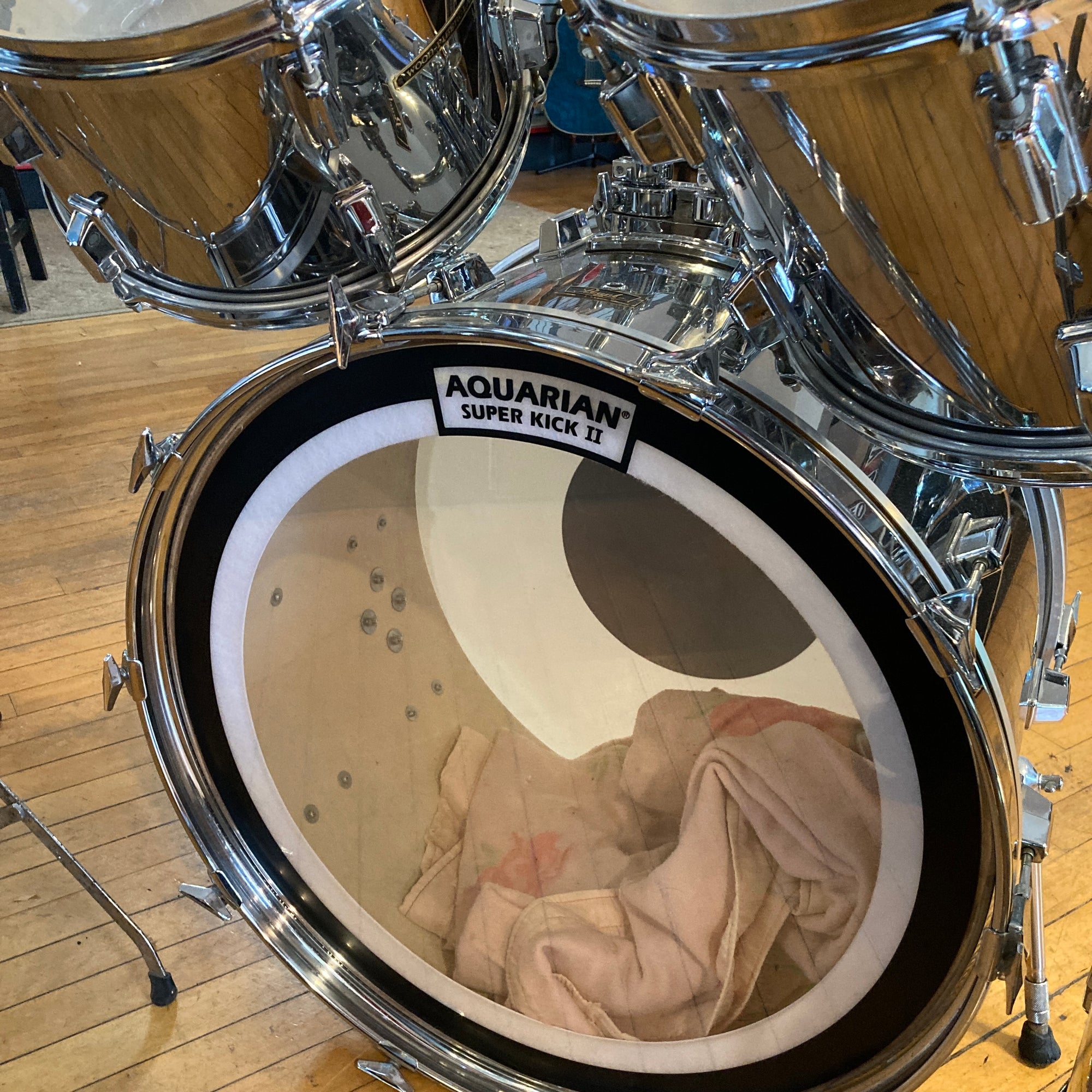 Vintage MIJ Pearl Wood Fiberglass Chrome  4pc Drum Kit