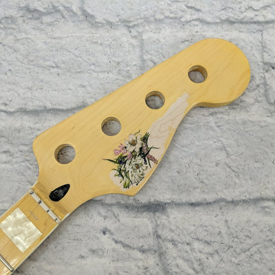 Unknown 4 String Bass Neck with flower decal