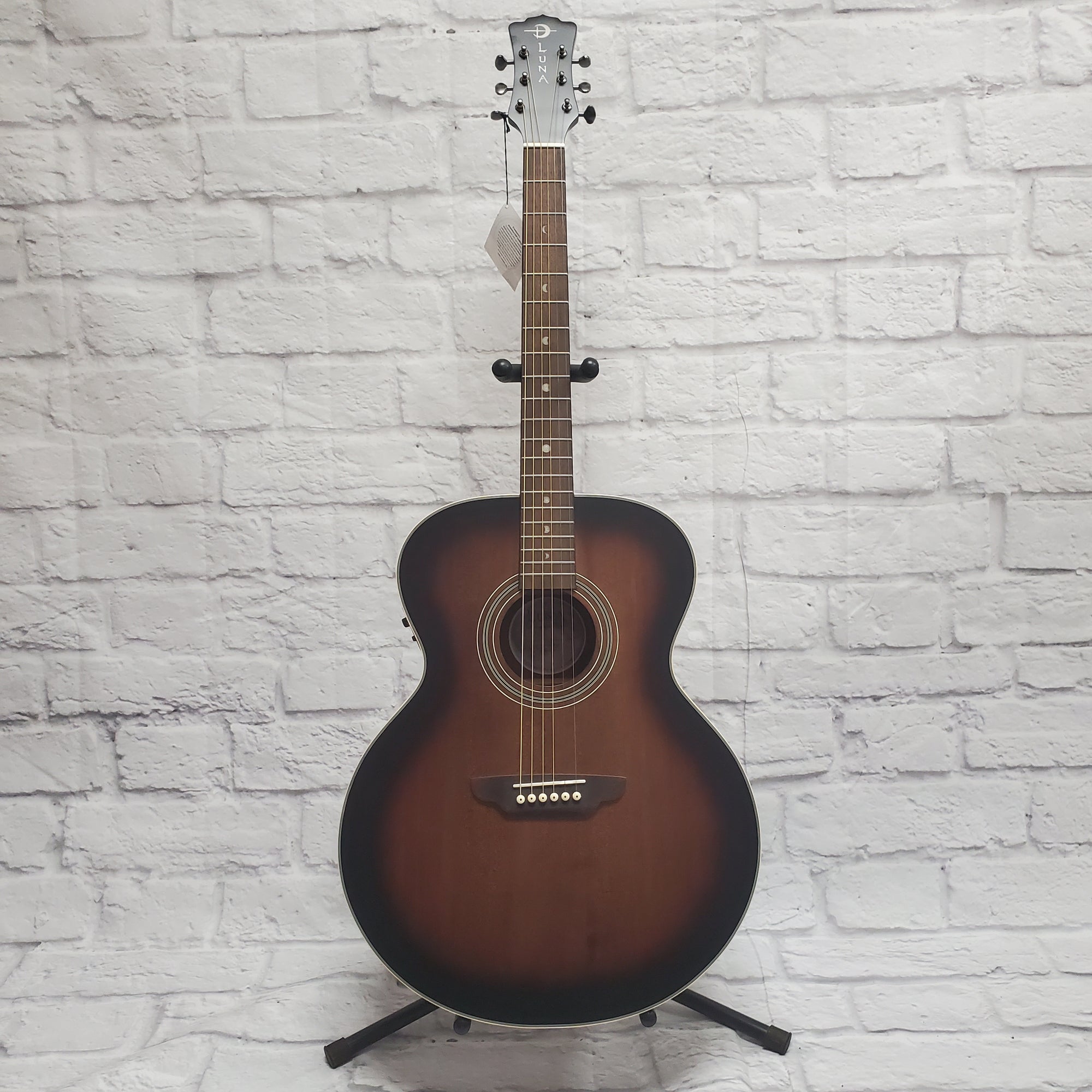 Luna Art Distressed Vintage Jumbo Acoustic Electric Guitar