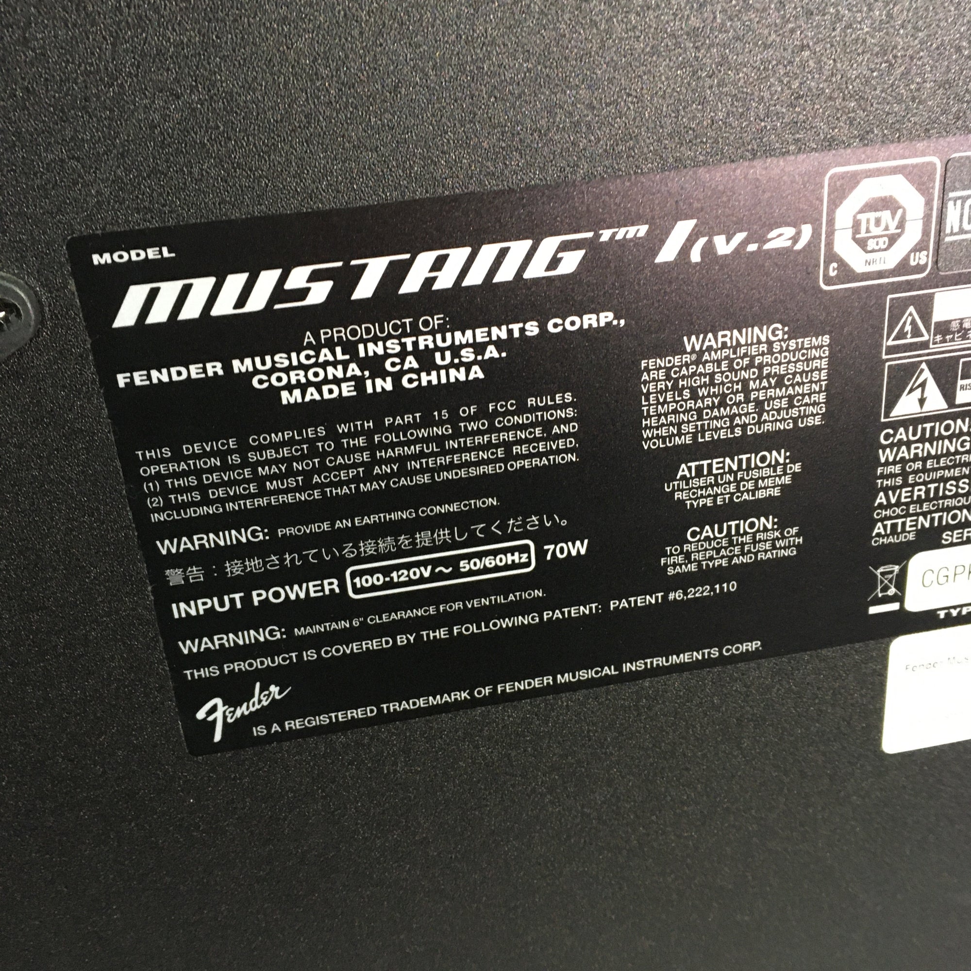 Fender Mustang I V.2 20-watt 1x8 Guitar Combo