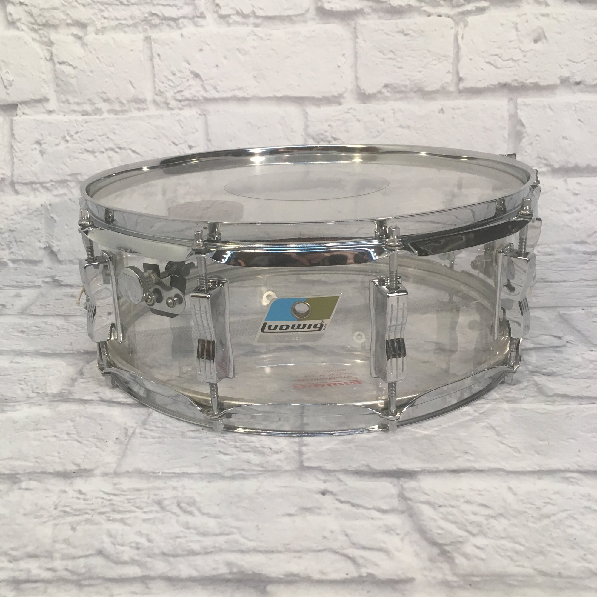 Rare 1976 Ludwig 14x5 Vistalite 10 Lug Clear Snare Drum