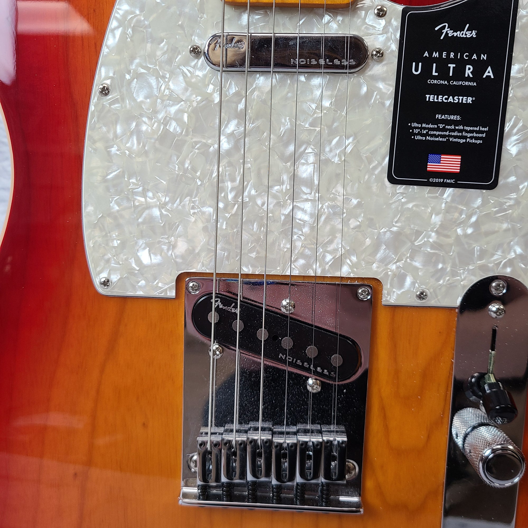 Fender American Ultra Telecaster MN PRB Electric Guitar - Plasma Red Burst
