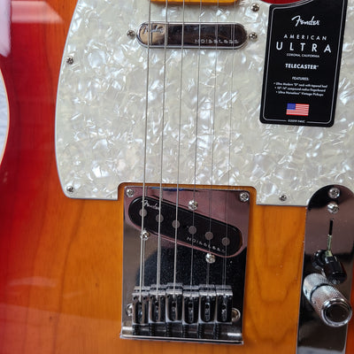 Fender American Ultra Telecaster MN PRB Electric Guitar - Plasma Red Burst