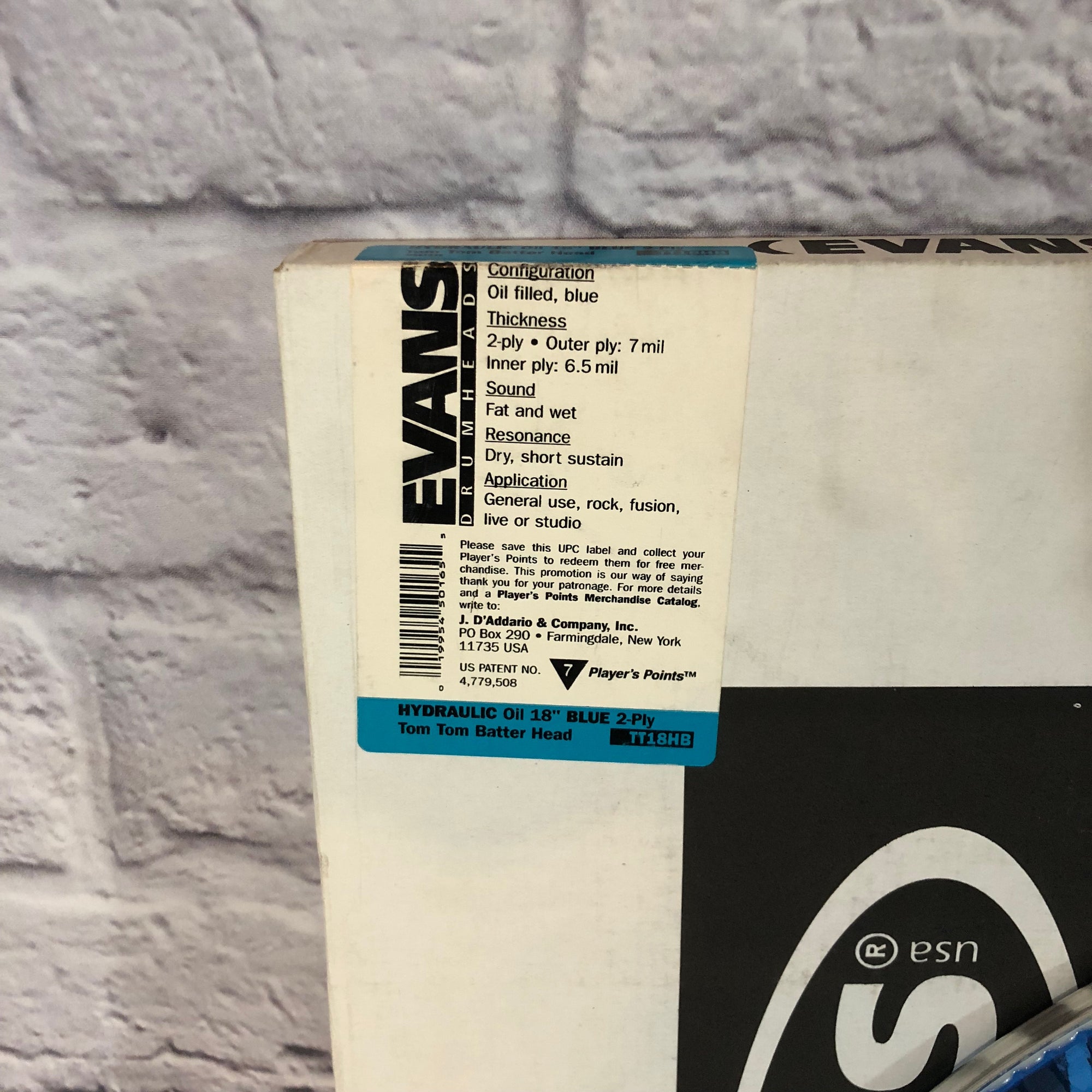 Evans Hydraulic Oil 18in Blue 2 ply Tom Batter Head TT18HB