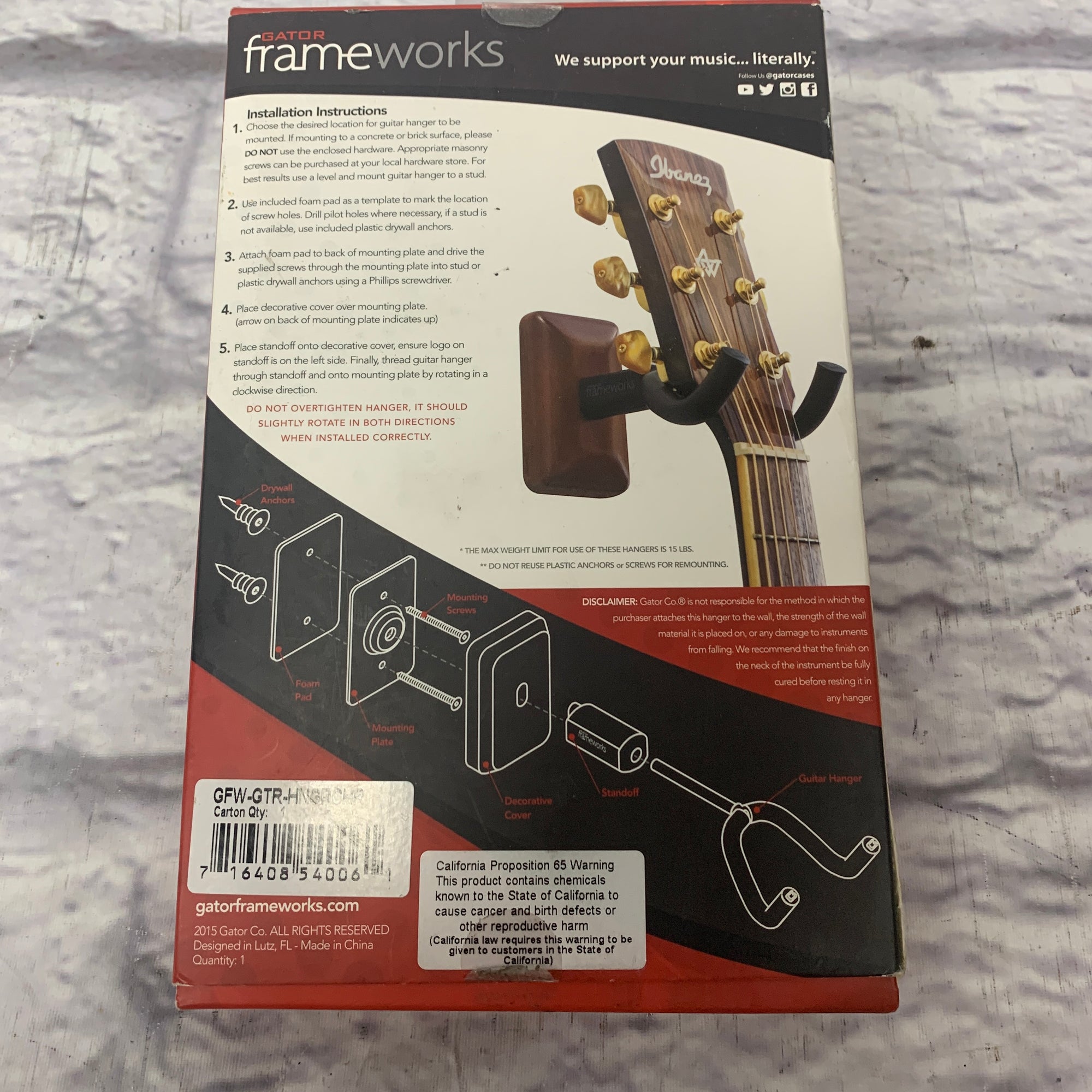 Frameworks GFW-GTR-HNGRCHR Guitar Wall Hanger Cherry Finish