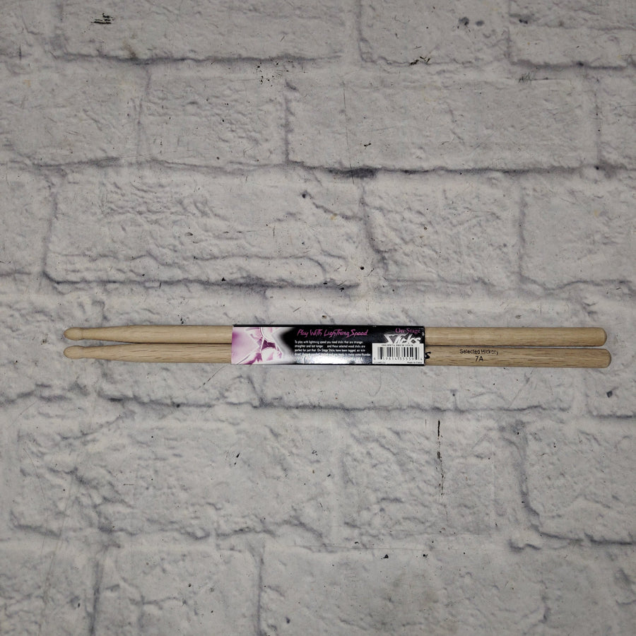 On-Stage HW7A Hickory Drum Sticks w/ Wood Tip