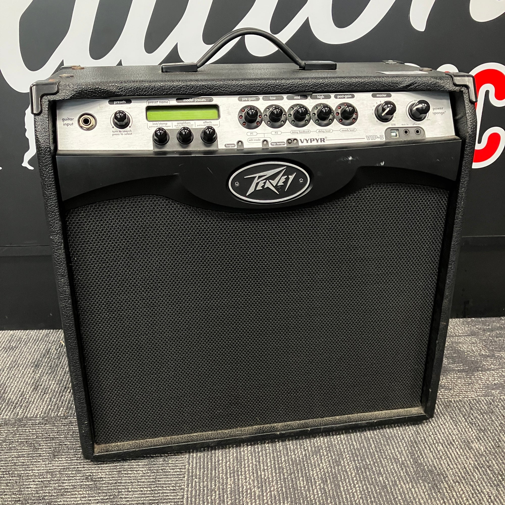 Peavey Vypyr VIP-3 guitar amplifier, boxed; together with a Line 6 Low Down  Studio 110 bass guitar a