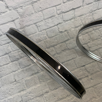 Unbranded 22" Metal Bass Drum Hoops Pair (Chrome with Black Inlay)