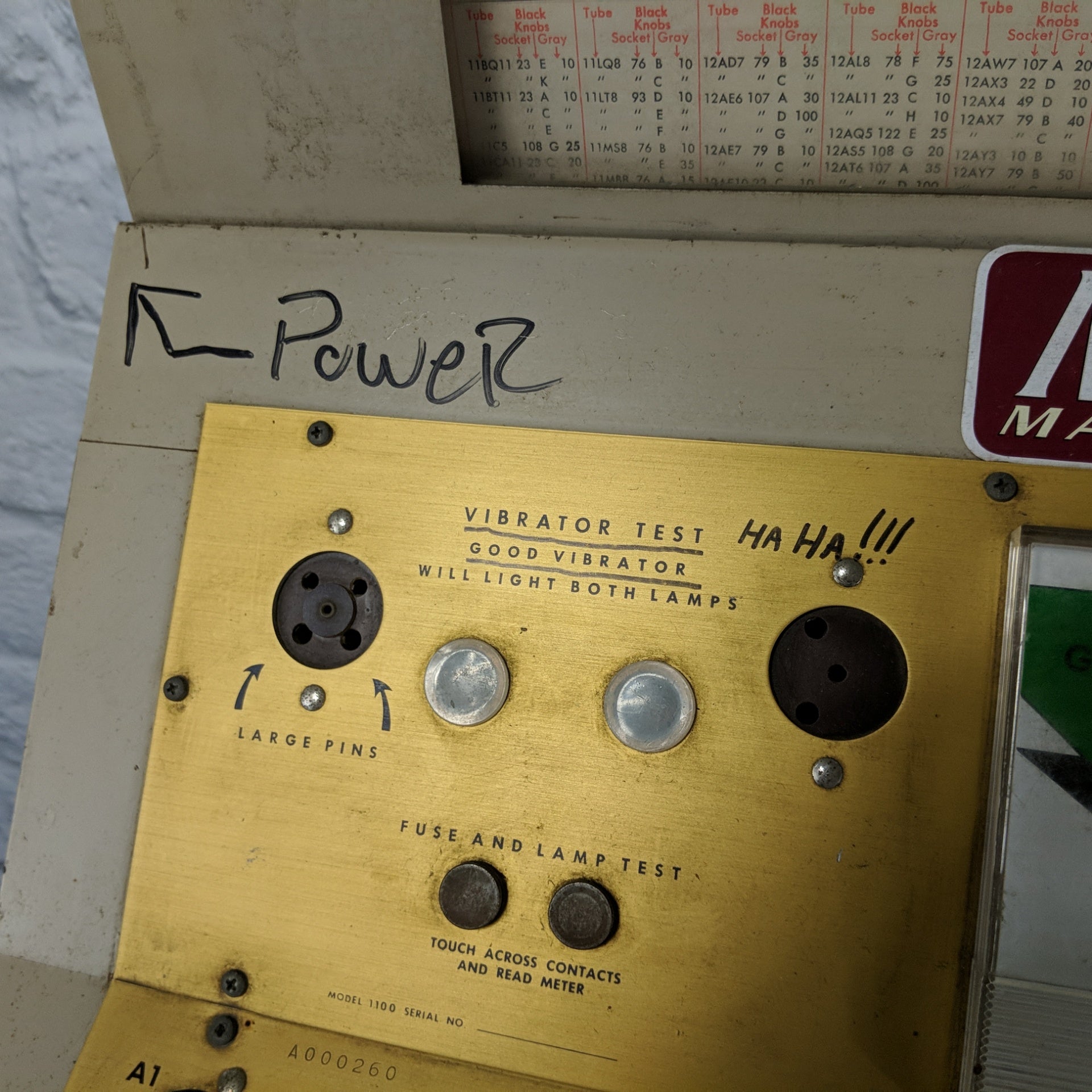 Seco Electronics Electronic Tube Analyzer 1100