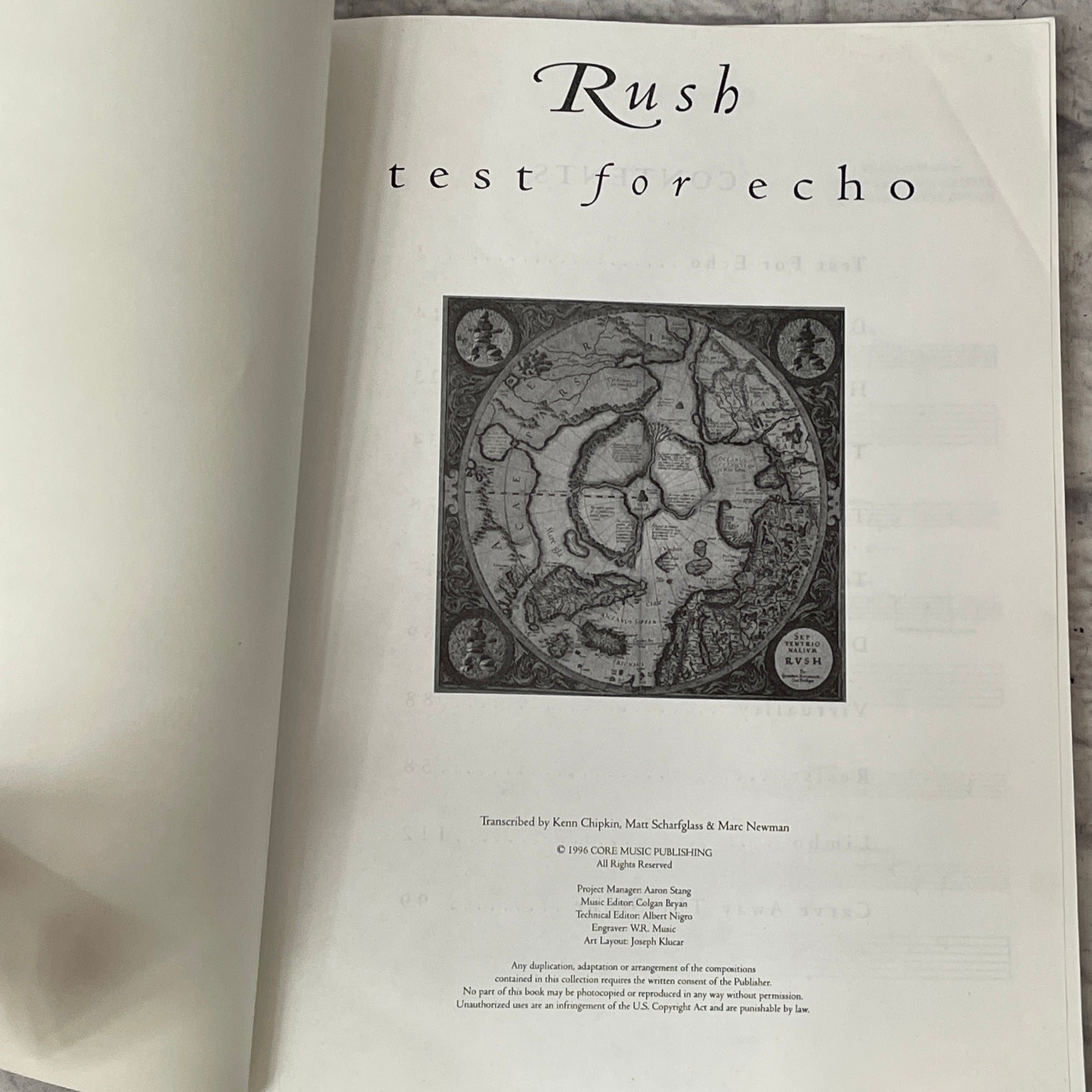 Rush Test For Echo Guitar Tab Song Book 1997 Paperback