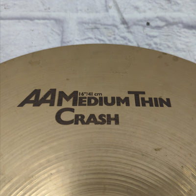 Sabian 16" AA Medium Thin Crash Cymbal