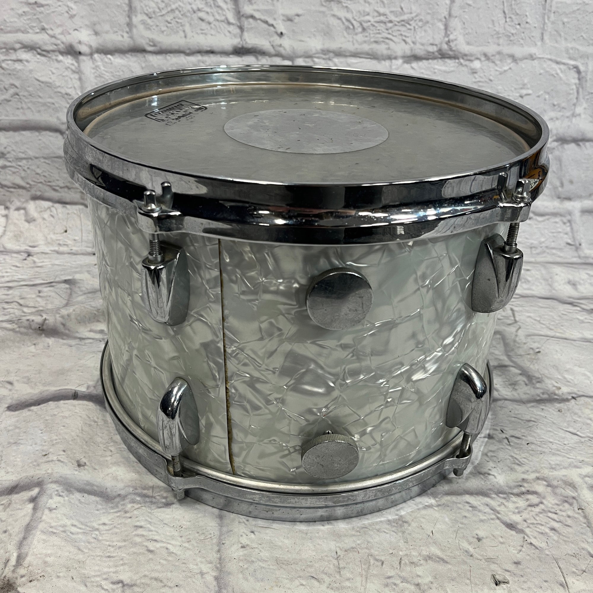 Gretsch 12x8 4415 Stop Sign Badge Rack Tom White Marine Pearl